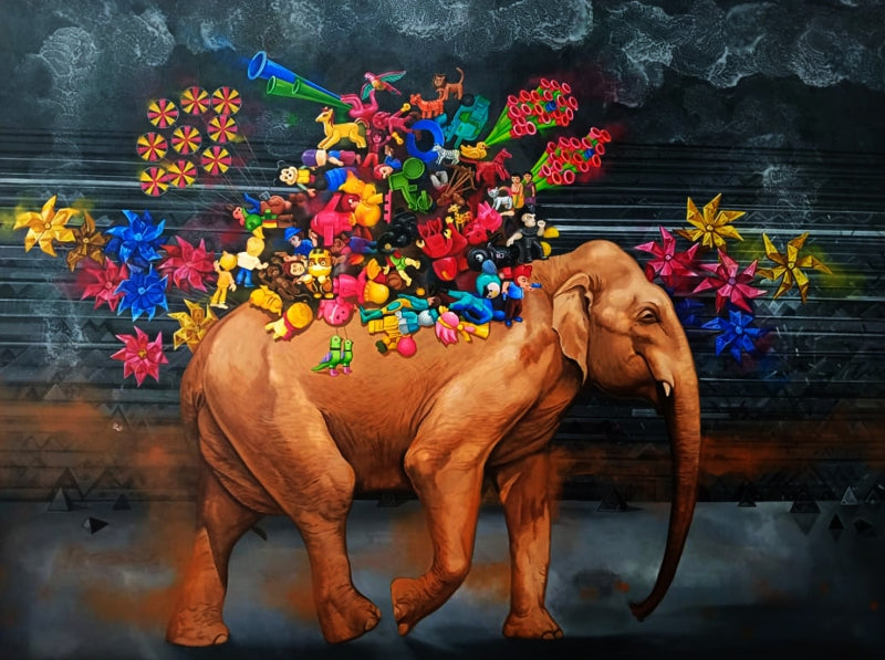 Untitled 1' contemporary acrylic painting by artist Senthil Kumar J, 72x96 inch, on canvas