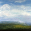 Untitled 1' landscape acrylic painting by artist Ramdas Thorat, 36x78 inch, on canvas