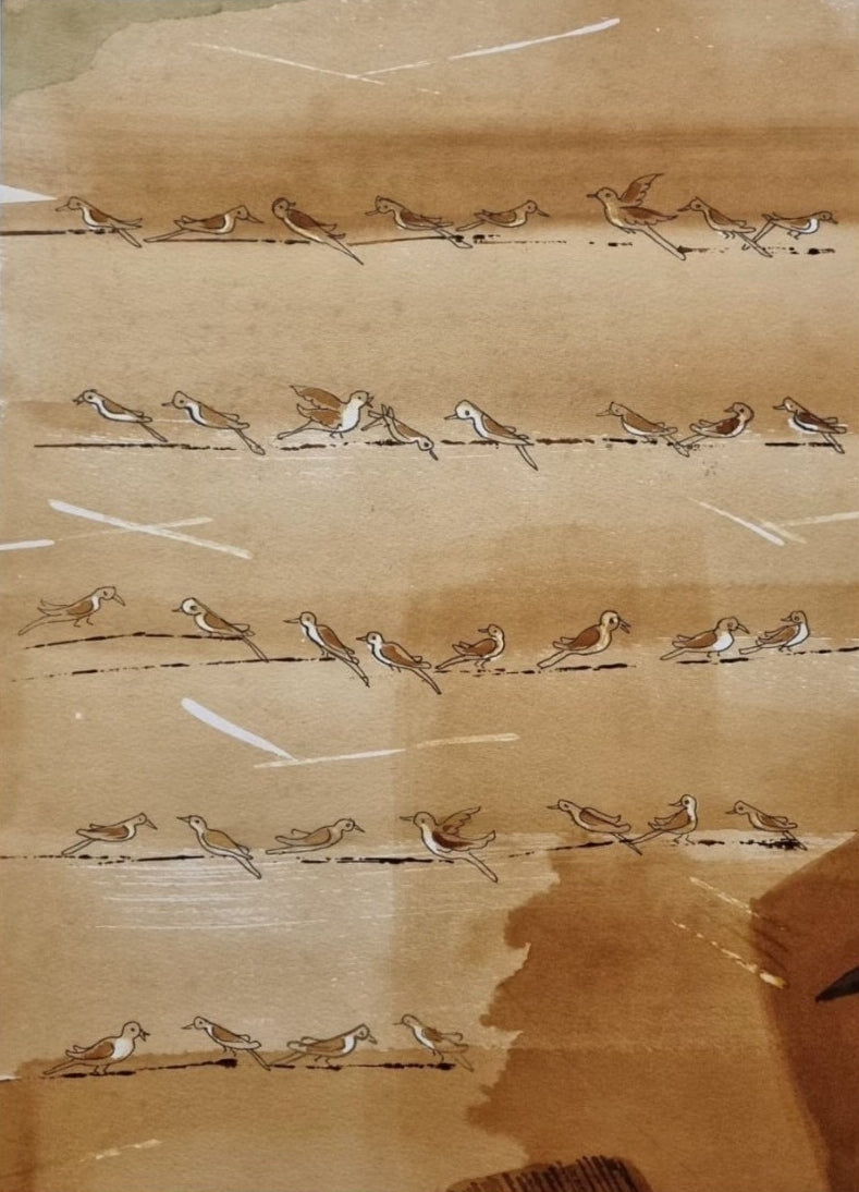 Untitled 1' animals mixed-media painting by artist Veena Jain, 16x11 inch, on paper