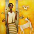 Untitled 1' figurative acrylic painting by artist Mohan Naik, 22x22 inch, on canvas