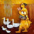 'Untitled 1' figurative acrylic painting by artist Anindita Singh, 30x30 inch, on canvas