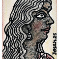 'Untitled 1' figurative mixed-media painting by artist Jogen Chowdhury, 6x3 inch, on paper