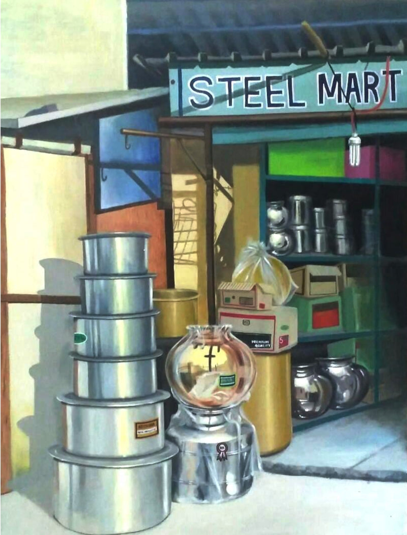 'Untitled 1' still-life acrylic painting by artist Divya Chinni, 48x36 inch, on canvas