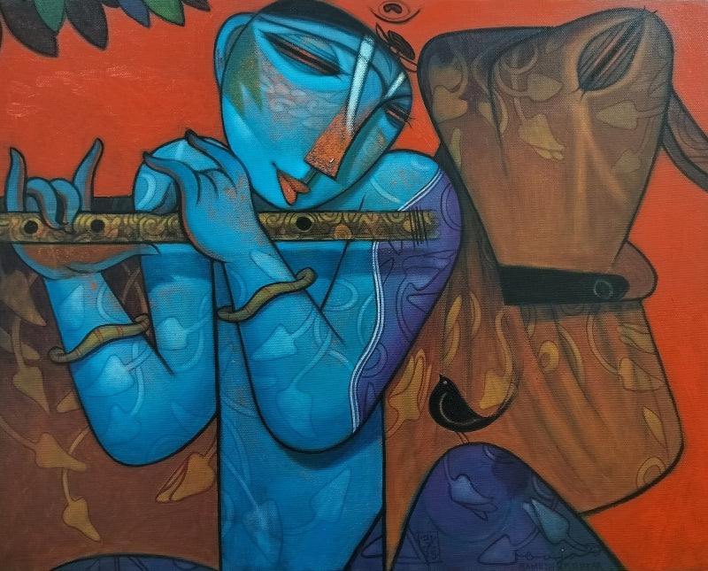 'Untitled 1' religious acrylic painting by artist Ramesh Gujar, 24x30 inch, on canvas