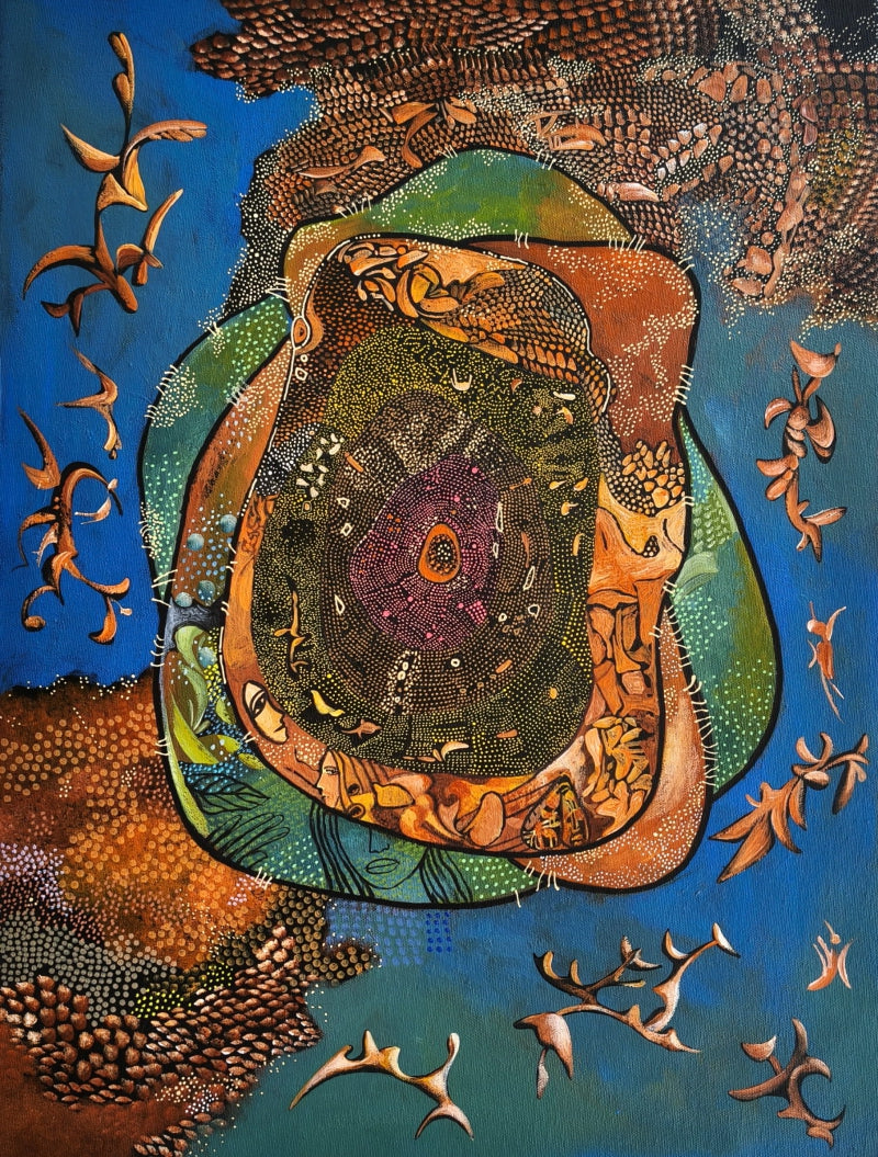 'Untitled 1' contemporary acrylic painting by artist Awdhesh Bajpai, 24x18 inch, on canvas