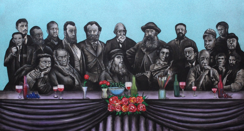 Untitled 1' religious mixed-media painting by artist Gangu Naidu Pv, 40x72 inch, on canvas