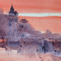 Untitled 1 by Rupesh Sonar, Original Acrylic Landscape Painting on Canvas, Small Horizontal Wall Art
