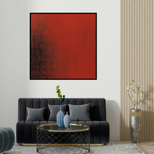 Girish Udkude's 'Untitled 1 (Crimson Tide)' painting visualized above a sofa in a contemporary room.