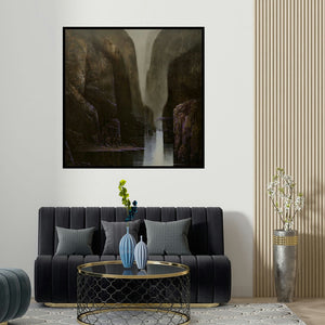 Nagesh Hankare's 'Untitled 1 (Path to Tranquility)' painting visualized above a sofa in a contemporary room.