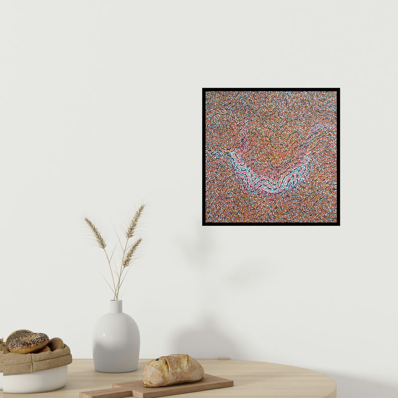 In-situ view of Amit Kshirsagar's 'Untitled 1 (Sun-Kissed Horizon)' painting in a room