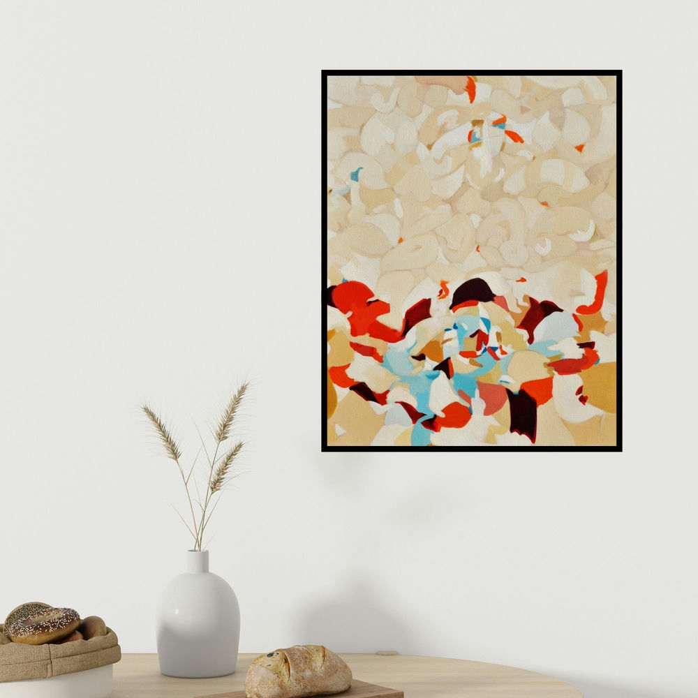 Yogesh Murkute's 'Untitled 10 (Celestial Bloom)' painting visualized above a sofa in a contemporary room.