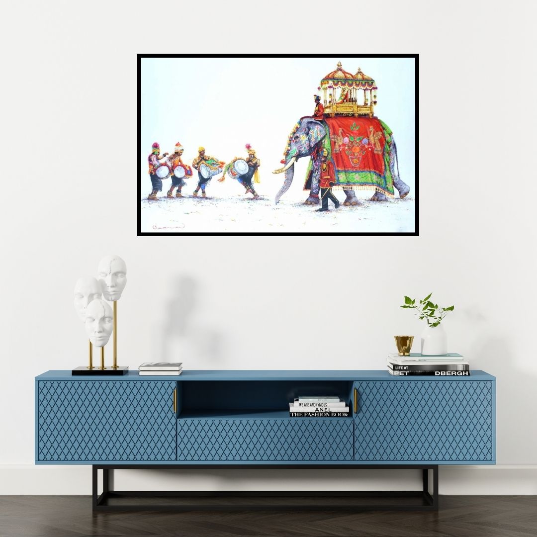 Preview of 'Untitled 10' Painting by Siva Balan shown on a wall in a furnished room.