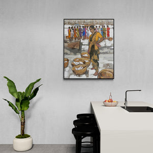 Preview of 'Untitled 10' Painting by Satyajeet Varekar shown on a wall in a furnished room.