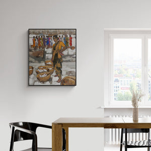 Satyajeet Varekar's painting 'Untitled 10' displayed in a modern living room setting
