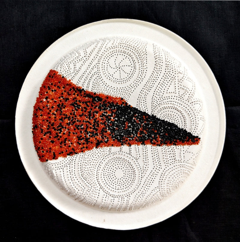 Untitled 10' contemporary mixed-media painting by artist Poonam Kishor, 12x12 inch, on food paper plate