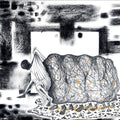 Untitled 10' contemporary mixed-media painting by artist Satish Multhalli, 19x25 inch, on canson paper