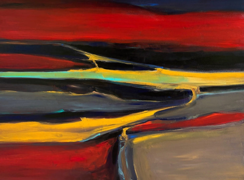 Untitled 10' abstract acrylic painting by artist Suresh Nattar, 30x40 inch, on canvas