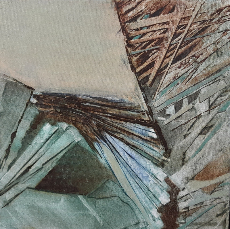 Untitled 102' abstract oil painting by artist Vipta Kapadia, 14x14 inch, on canvas