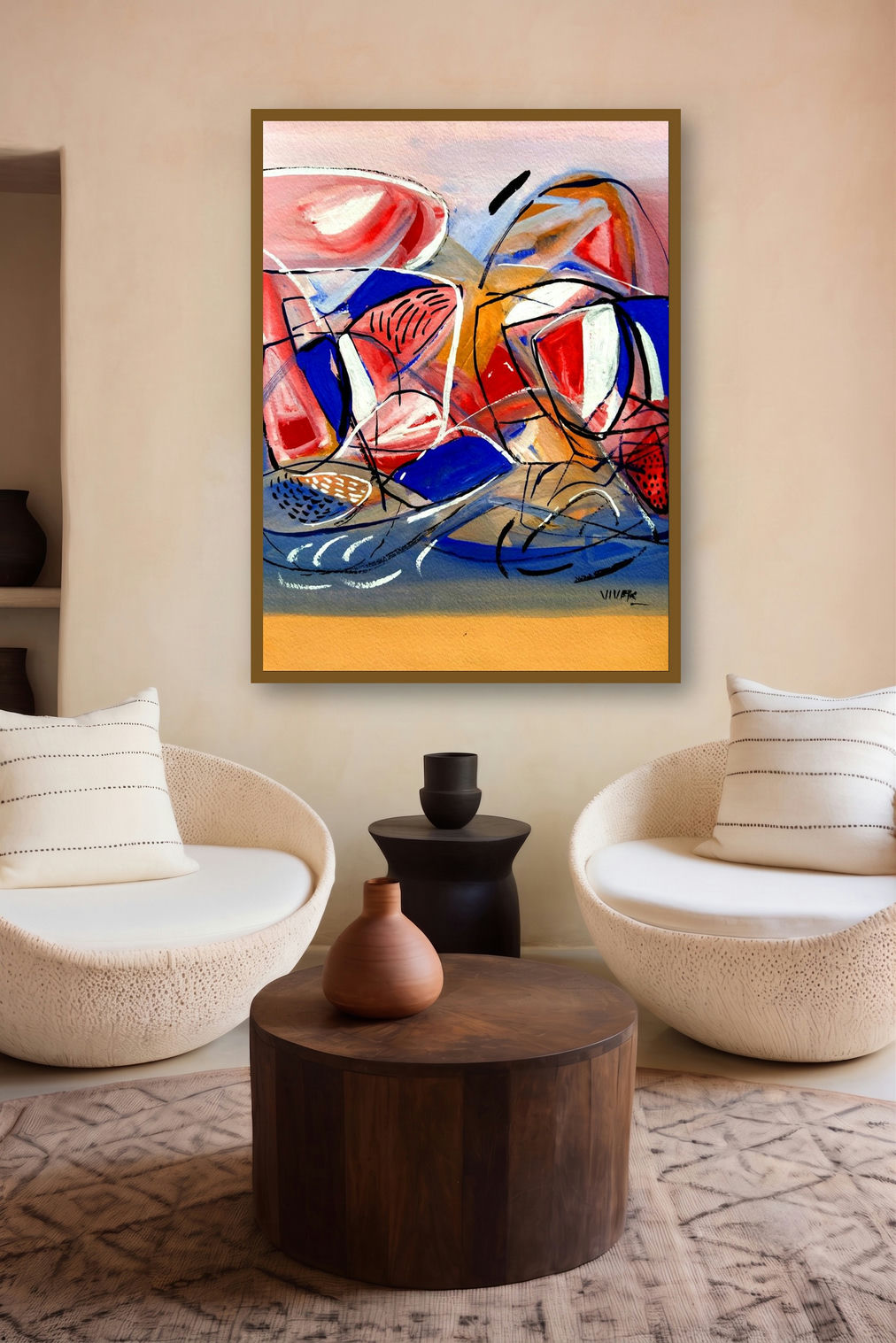 Untitled 102 (Modern art) by artist Vivek Nimbolkar displayed in a Indian Art gallery
