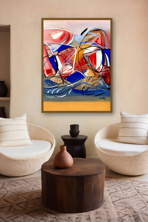 Untitled 102 (Modern art) by artist Vivek Nimbolkar displayed in a Indian Art gallery