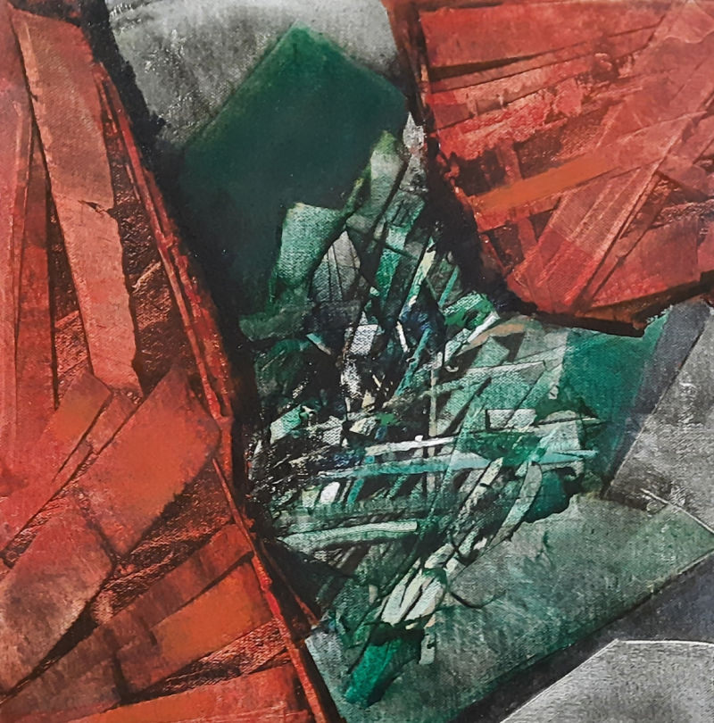 Untitled 103' abstract oil painting by artist Vipta Kapadia, 14x14 inch, on canvas