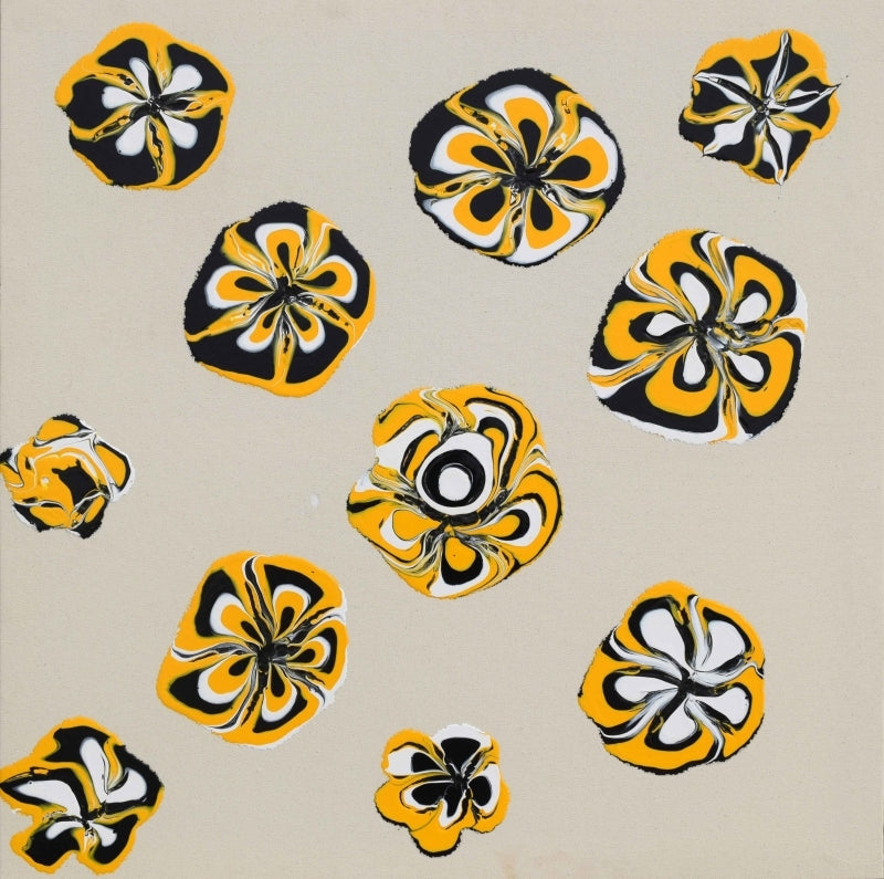 In-situ view of Sumit Mehndiratta's 'Untitled 104 (Marbled Blooms)' painting in a room