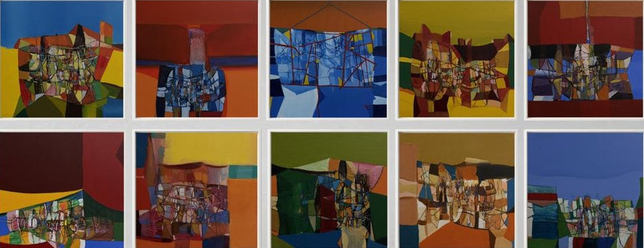 'Untitled 11' abstract mixed-media painting by artist Yogesh Murkute, 12x12 inch, on canvas