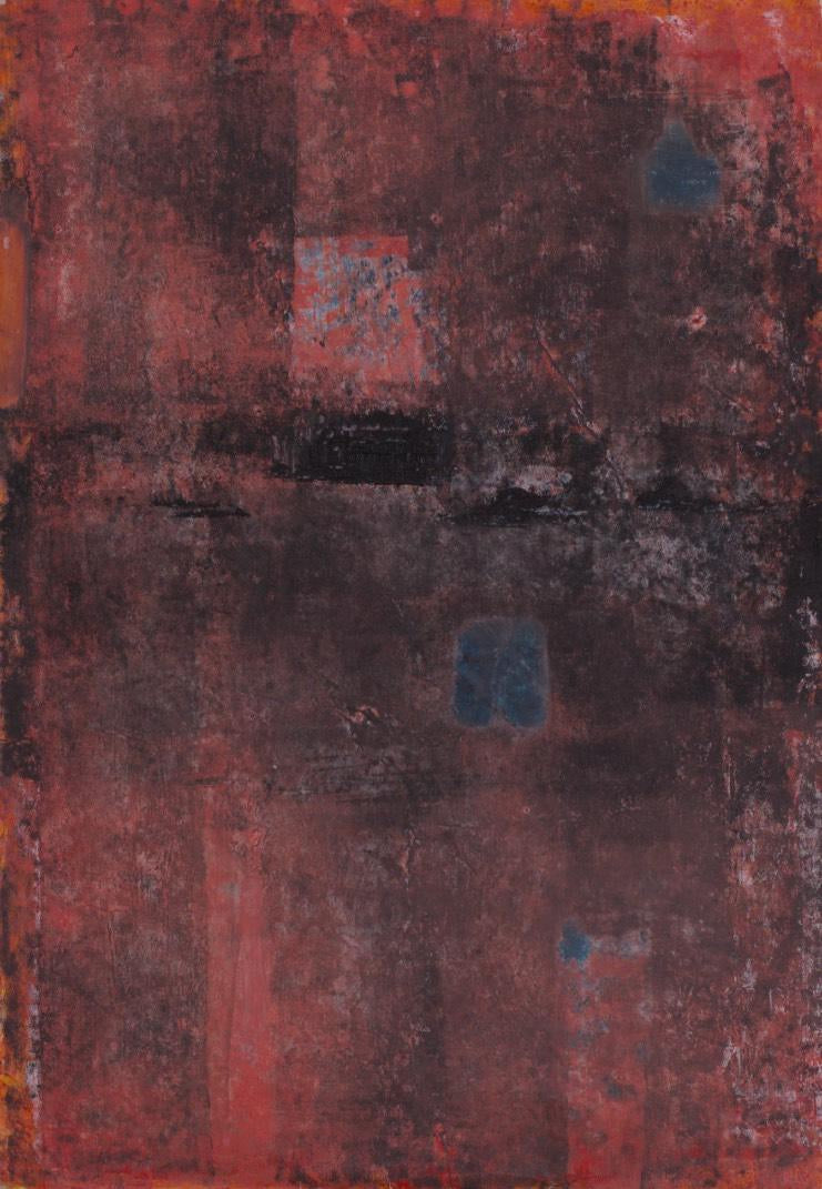 'Untitled 11' abstract acrylic painting by artist Sharad Tarde, 19x13 inch, on paper