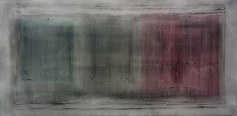 Untitled 11' abstract acrylic painting by artist Yash Chawardol, 18x36 inch, on canvas