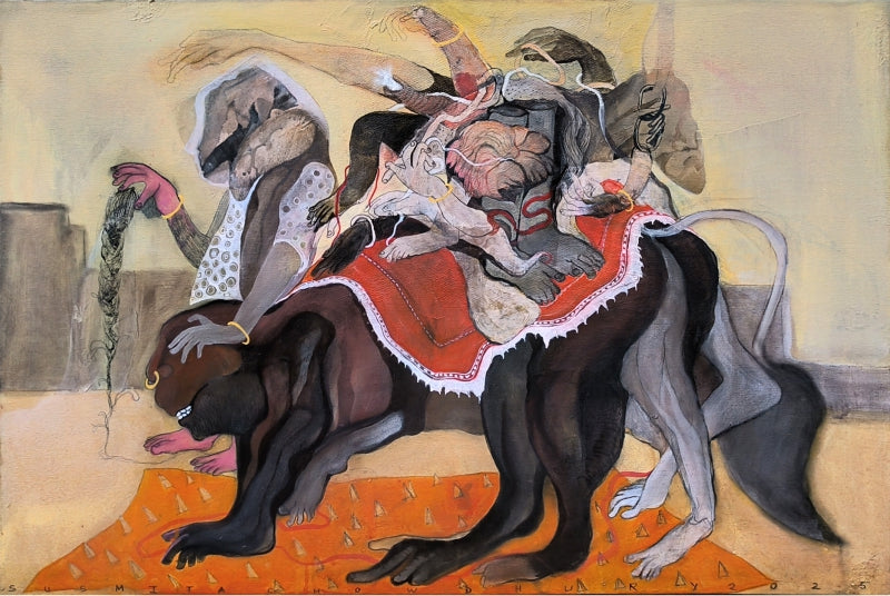 Untitled 11' contemporary acrylic painting by artist Susmita Chowdhury, 9x13 inch, on canvas