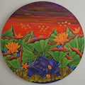 Untitled 11' nature acrylic painting by artist Sadaf Beg Khan, 48x48 inch, on canvas