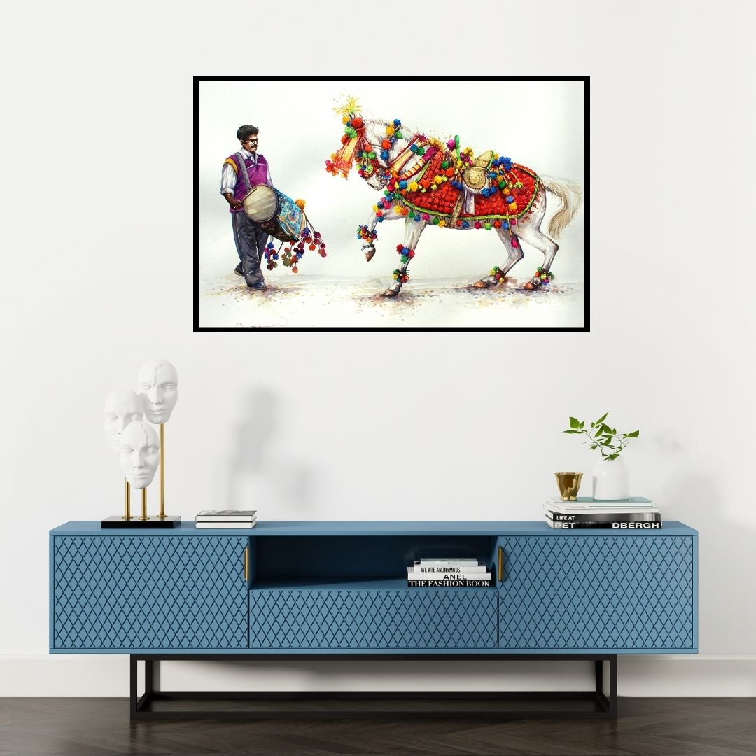 Preview of 'Untitled 11' Painting by Siva Balan shown on a wall in a furnished room.