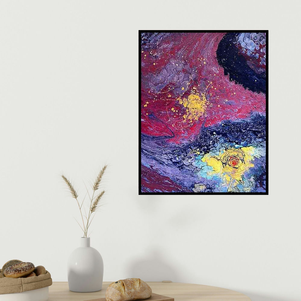 Kartikey Sharma's 'Untitled 11' painting visualized above a sofa in a contemporary room.