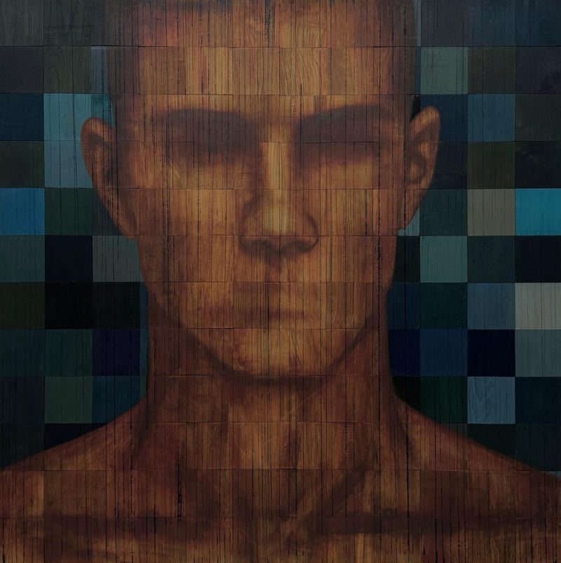Untitled 11' figurative acrylic painting by artist Sunil Padwal, 48x48 inch, on wood