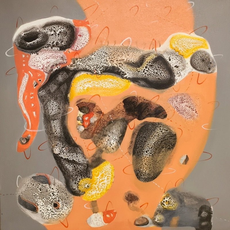 Untitled 11' contemporary mixed-media painting by artist Sanjeeda Khanam, 30x30 inch, on canvas