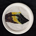 Untitled 11' contemporary mixed-media painting by artist Poonam Kishor, 12x12 inch, on food paper plate