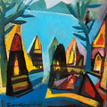 Untitled 11' landscape acrylic painting by artist Tapas Ghosal, 12x12 inch, on canvas