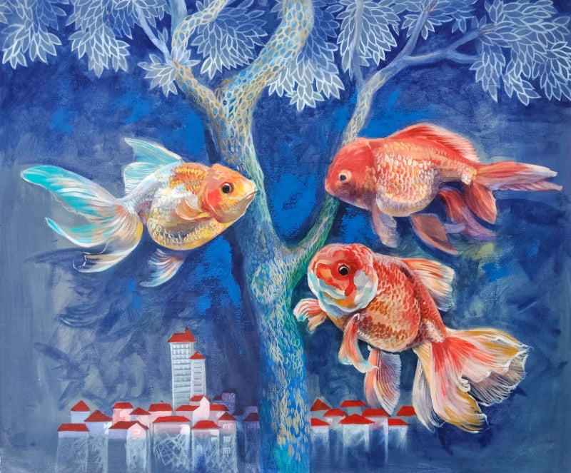 Untitled 11' contemporary acrylic painting by artist Sovon Manna, 30x36 inch, on canvas