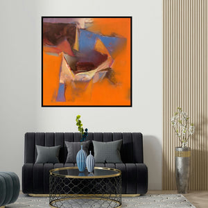 Shrikant Kadam's 'Untitled 115' painting visualized above a sofa in a contemporary room.