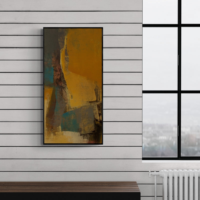Preview of 'Untitled 119' Painting by Siddhesh Rane shown on a wall in a furnished room.