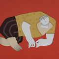 Untitled 12' figurative acrylic-charcoal painting by artist Kiran Sherkhane, 36x48 inch, on canvas