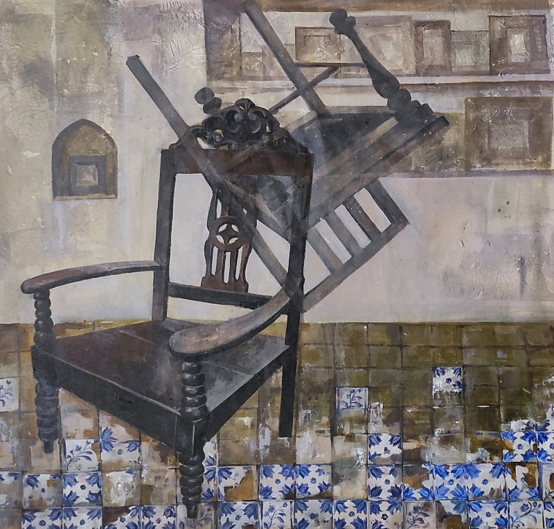 Untitled 12' still-life acrylic painting by artist Soyli Saha, 30x30 inch, on canvas