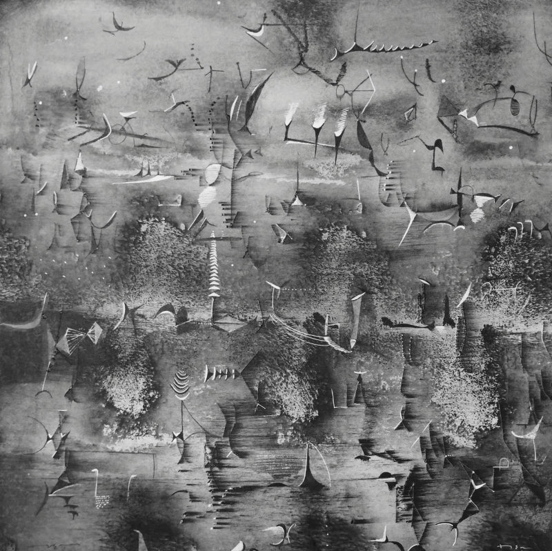 Untitled 12' abstract mixed-media painting by artist Hemant Dhane, 12x12 inch, on acid free paper
