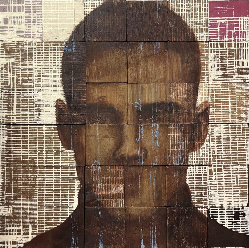 Untitled 12' figurative acrylic painting by artist Sunil Padwal, 12x12 inch, on wood