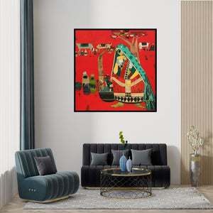 Preview of 'Untitled 12' Painting by Vaishali Patil shown on a wall in a furnished room.