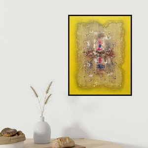 Jai Chouhan's 'Untitled 12' painting visualized above a sofa in a contemporary room.