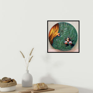 In-situ view of Sangeeta Singh's 'Untitled 12 (A Quiet Tea Ceremony)' painting in a room