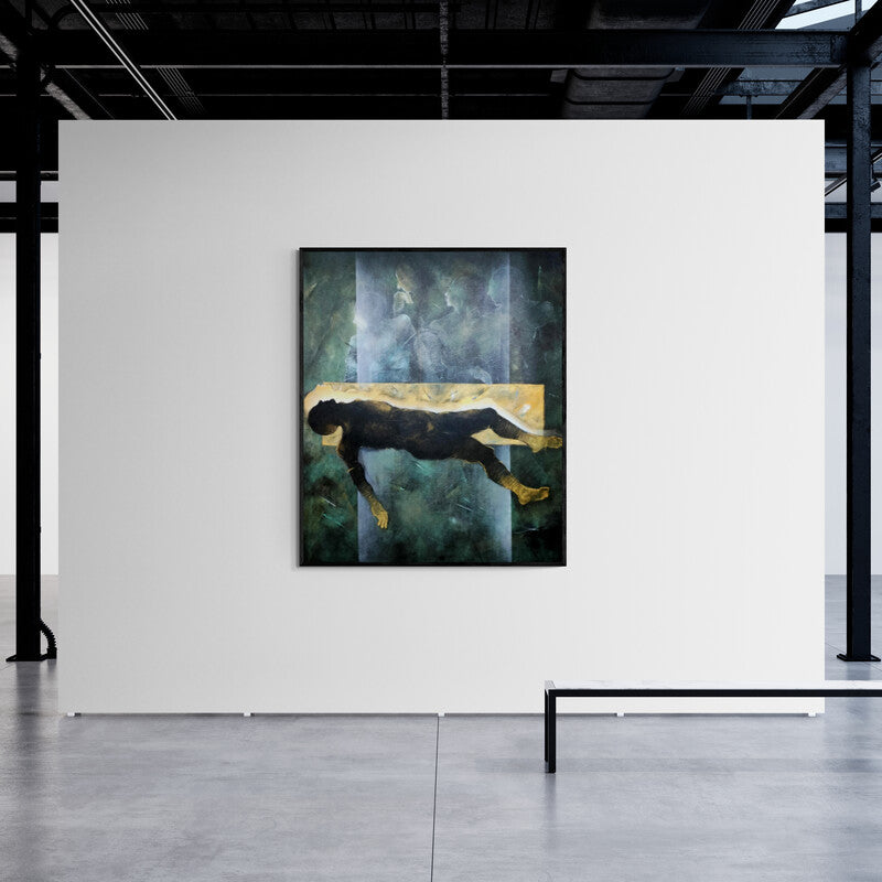 In-situ view of Sajal Patra's 'Untitled 12 (The Passage**)' painting in a room