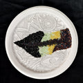 Untitled 12' contemporary mixed-media painting by artist Poonam Kishor, 12x12 inch, on food paper plate