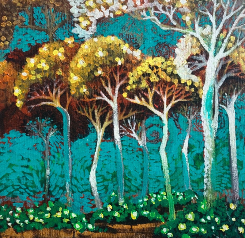 Untitled 12' contemporary acrylic painting by artist Sovon Manna, 12x12 inch, on canvas